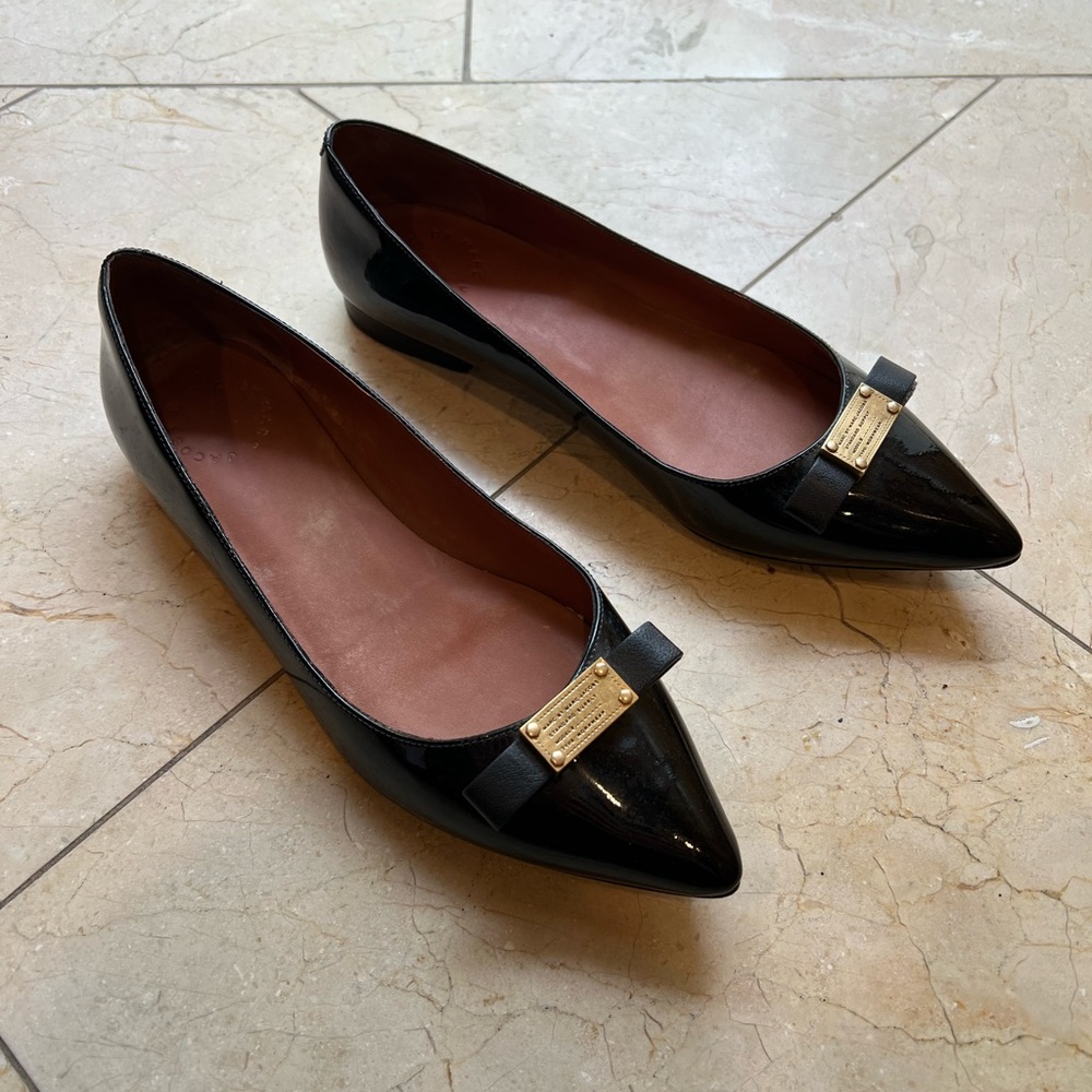 Marc Jacobs black leather ballet flats pointed toe